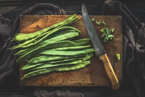 cutting runner beans