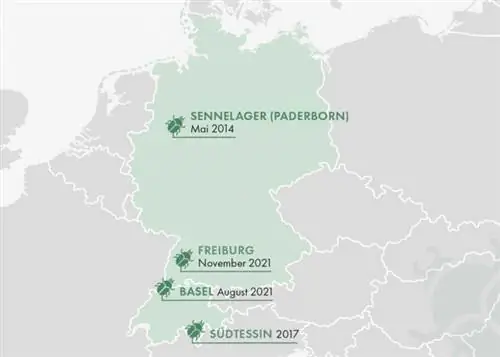 Карта распространения японского жука в Германии в качестве иллюстрации.