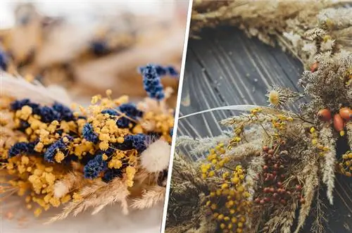 Wreaths made of dried flowers