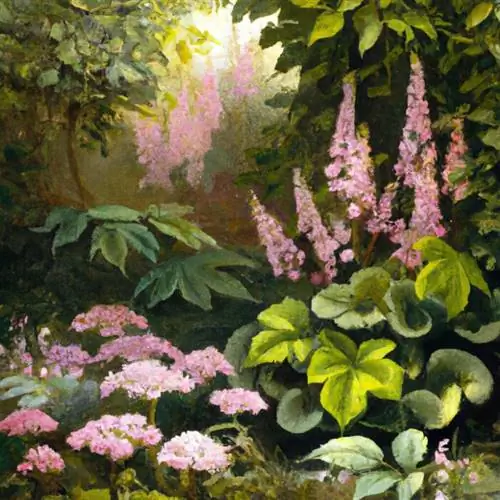 Combina la bergenia con l'astilbe nel letto