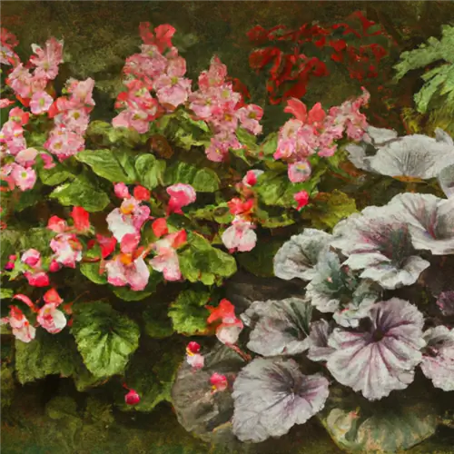 Kombineer begonias met wierookkruie in die bed