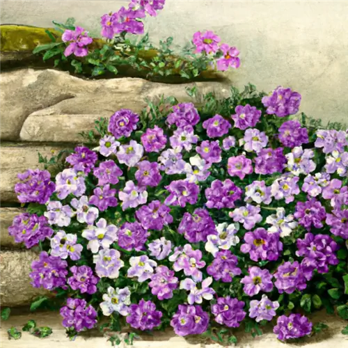 төшөктө candytufts менен көк жаздыктарды айкалыштыруу