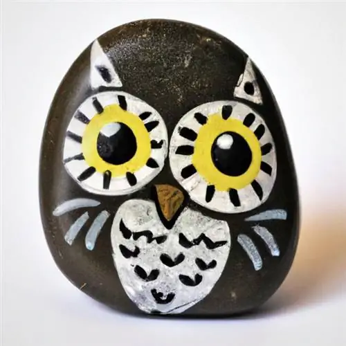 Owl painted on a stone