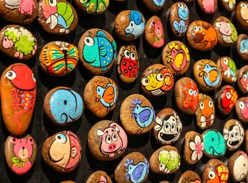 Animals painted on stones